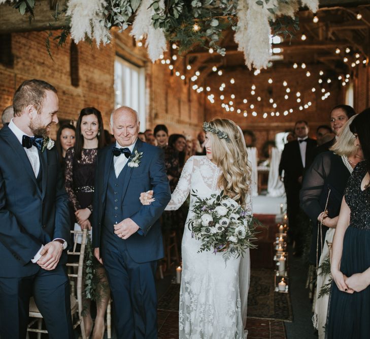 Rue De Seine Bride For A Foliage & Pampas Grass Wedding At Godwick Hall With Props From The Little Lending Co & Images By Darina Stoda