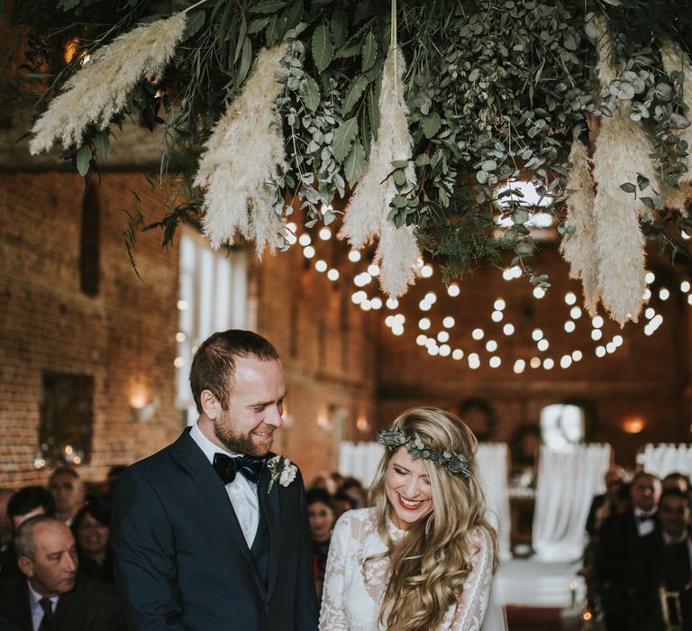 Rue De Seine Bride For A Foliage & Pampas Grass Wedding At Godwick Hall With Props From The Little Lending Co & Images By Darina Stoda