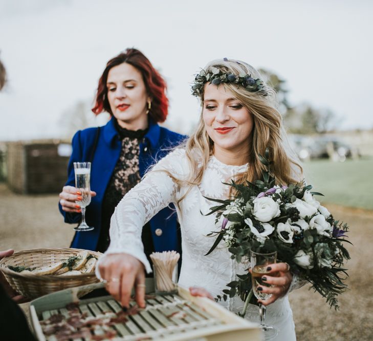 Rue De Seine Bride For A Foliage & Pampas Grass Wedding At Godwick Hall With Props From The Little Lending Co & Images By Darina Stoda