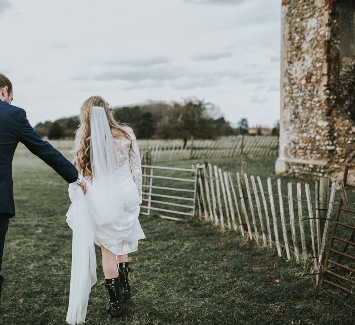 Rue De Seine Bride For A Foliage & Pampas Grass Wedding At Godwick Hall With Props From The Little Lending Co & Images By Darina Stoda