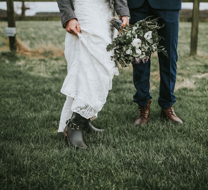 Rue De Seine Bride For A Foliage & Pampas Grass Wedding At Godwick Hall With Props From The Little Lending Co & Images By Darina Stoda