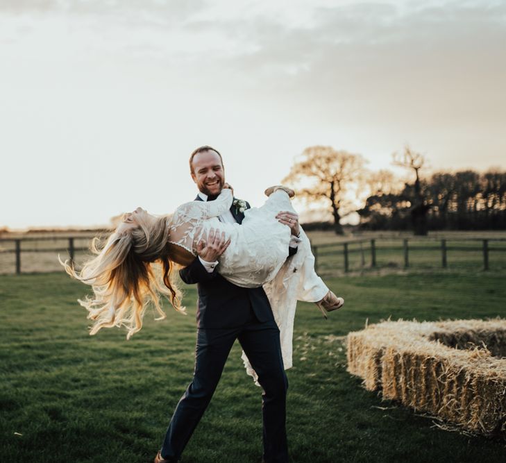 Rue De Seine Bride For A Foliage & Pampas Grass Wedding At Godwick Hall With Props From The Little Lending Co & Images By Darina Stoda