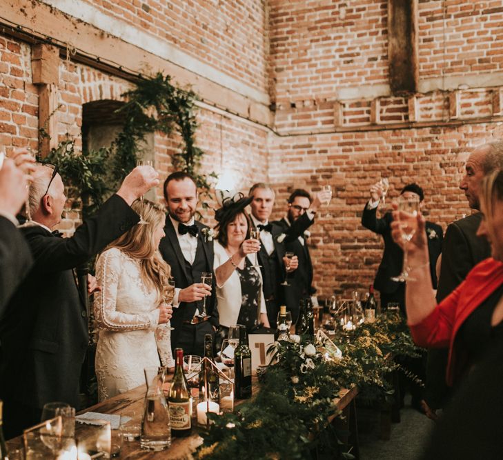 Rue De Seine Bride For A Foliage & Pampas Grass Wedding At Godwick Hall With Props From The Little Lending Co & Images By Darina Stoda