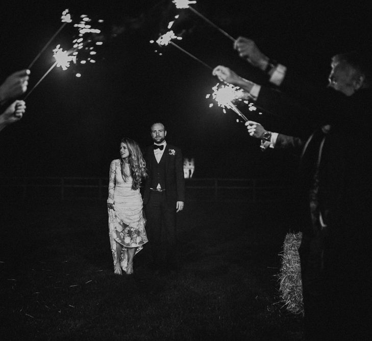 Sparkler Send Off At Wedding