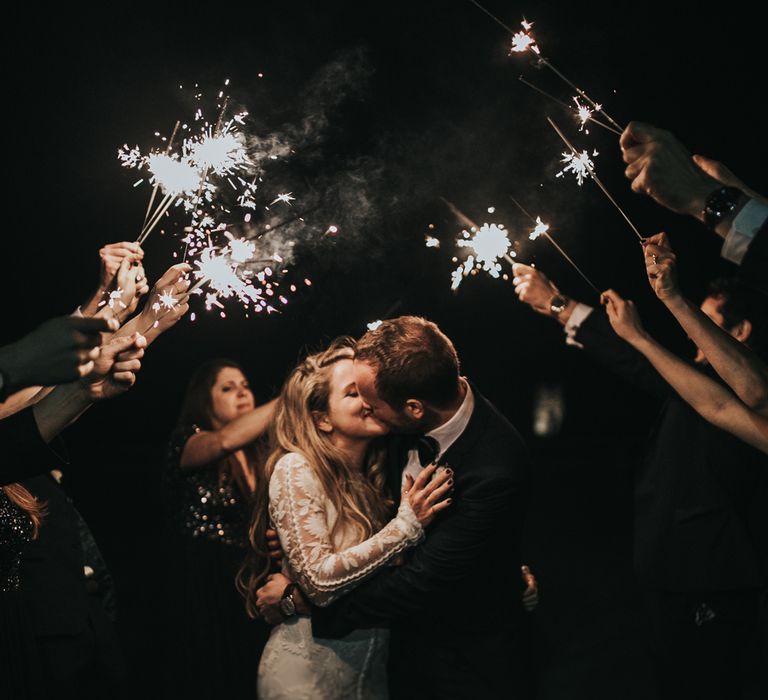 Sparkler Send Off At Wedding