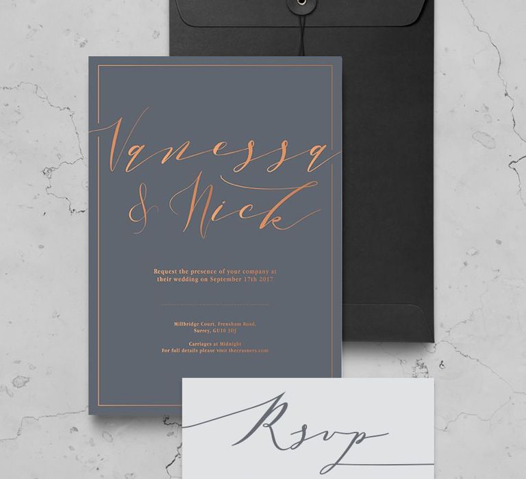 Copper Calligraphy Wedding Stationery By Nat's Paper Studio