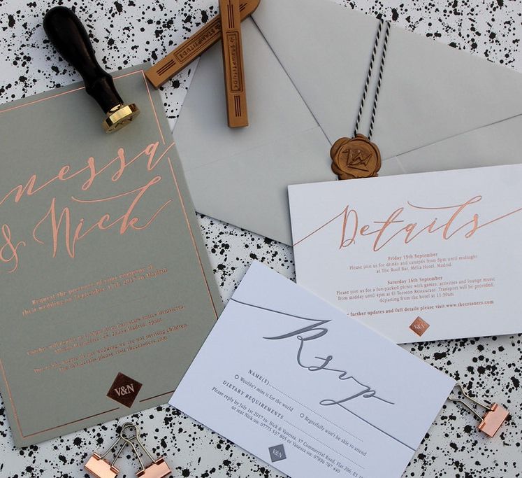 Copper Calligraphy Wedding Stationery By Nat's Paper Studio