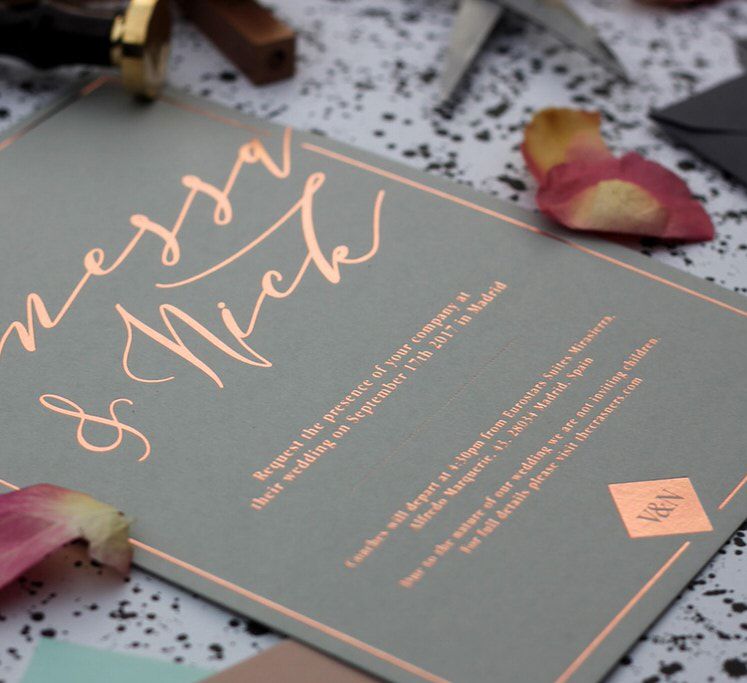 Copper Calligraphy Wedding Stationery By Nat's Paper Studio