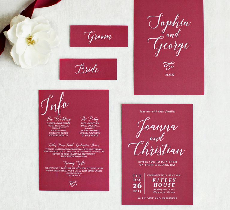 Raspberry Coloured Stationery Suite