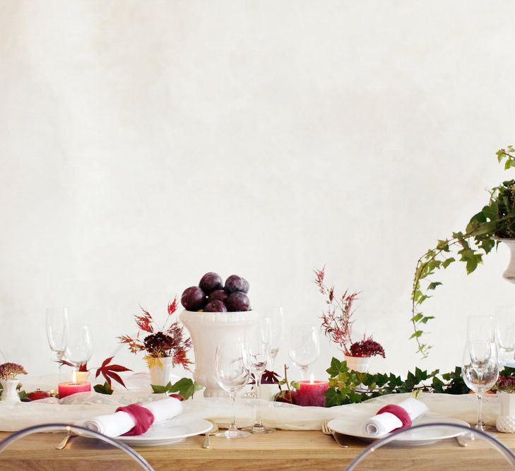 Berry Toned Table Scape Styling by Elle at Inspire Hire