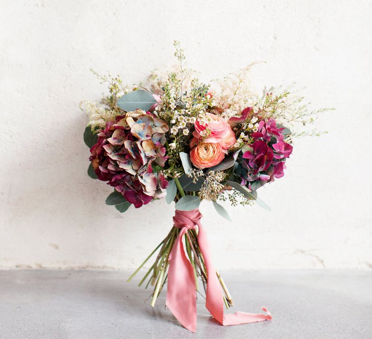 Berry & Peach Toned Bridal Bouquet