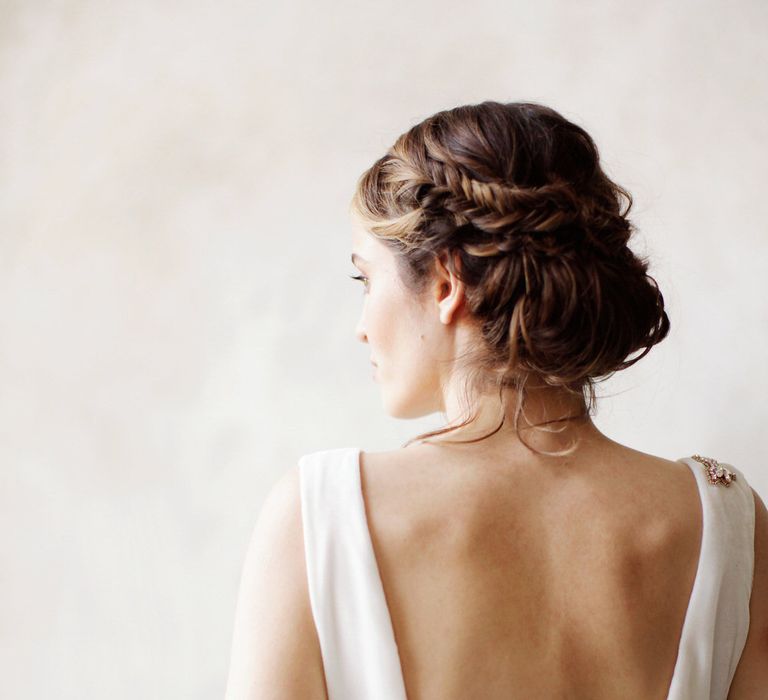 Twisted Plaited Wedding Updo For Bride