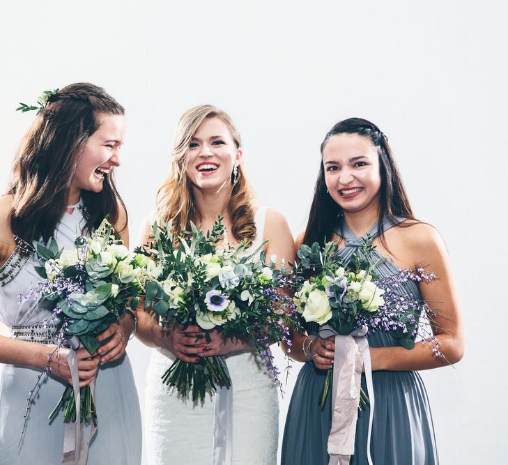 Bride & Bridesmaids In Baby Blue