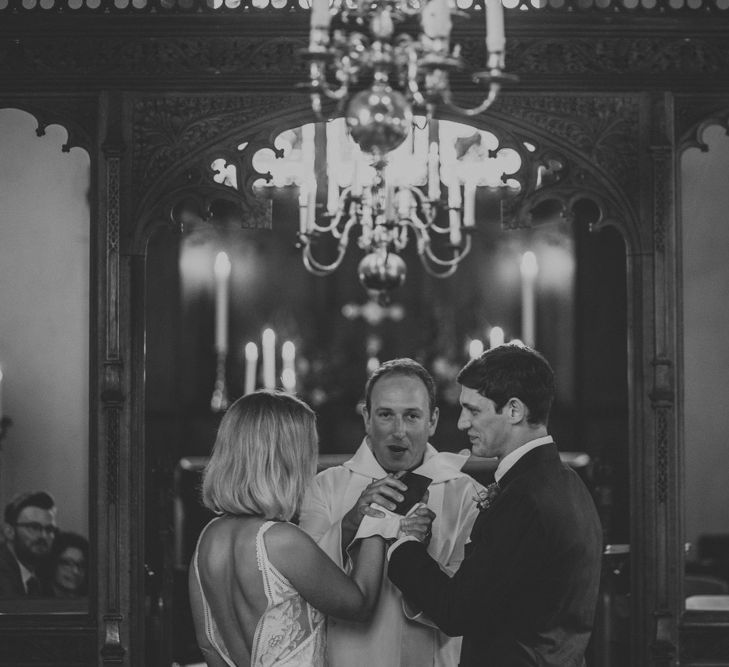 Church Ceremony | Bespoke Wedding Dress by Adam Dixon Made Using Material from Mothers Vintage Bridal Gown | Lucy Turnbull Photography