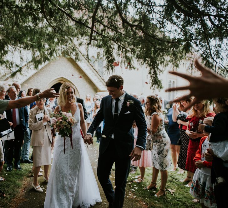 Confetti Moment | Bespoke Wedding Dress by Adam Dixon Made Using Material from Mothers Vintage Bridal Gown | Lucy Turnbull Photography