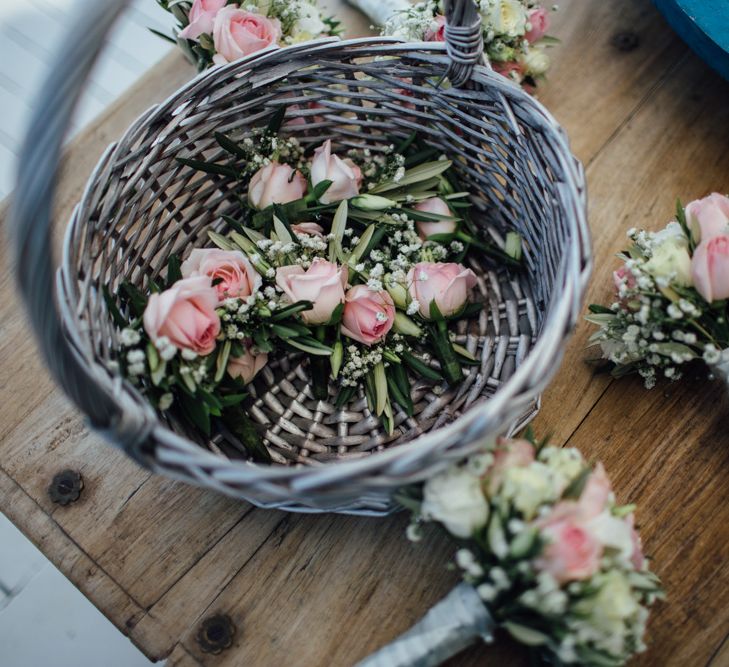 Pink Rose Bouquets | Outdoor Greek Destination Wedding at The Peligoni Club | Lucy Turnbull Photography