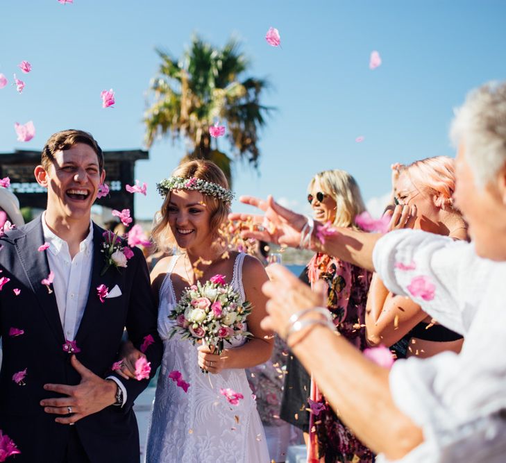 Confetti Moment | Outdoor Greek Destination Wedding at The Peligoni Club | Lucy Turnbull Photography