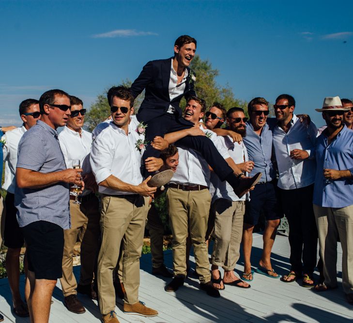 Groomsmen | Outdoor Greek Destination Wedding at The Peligoni Club | Lucy Turnbull Photography