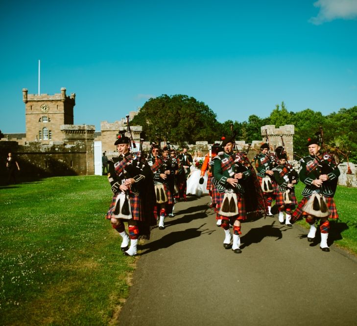 Castle Wedding In Scotland With A Pipe Band