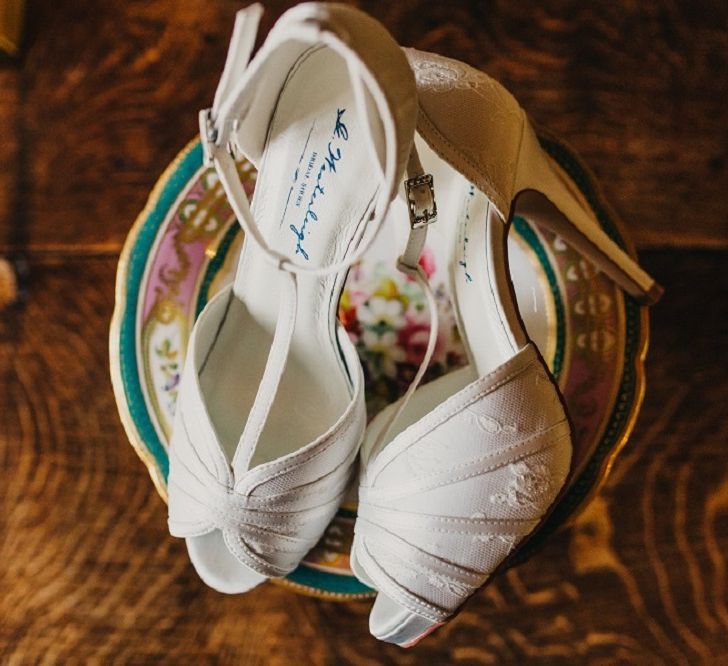 Scarlet G.Westerleigh Bridal Shoes | Coral & Green Wedding at The Italian Villa in Poole, Dorset with Japanese Gardens | Peppermint Love Photography | Wedding Memories Film