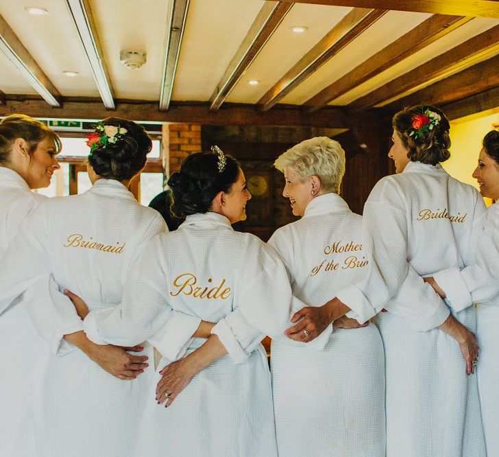 Bridal Party Robes | Coral & Green Wedding at The Italian Villa in Poole, Dorset with Japanese Gardens | Peppermint Love Photography | Wedding Memories Film