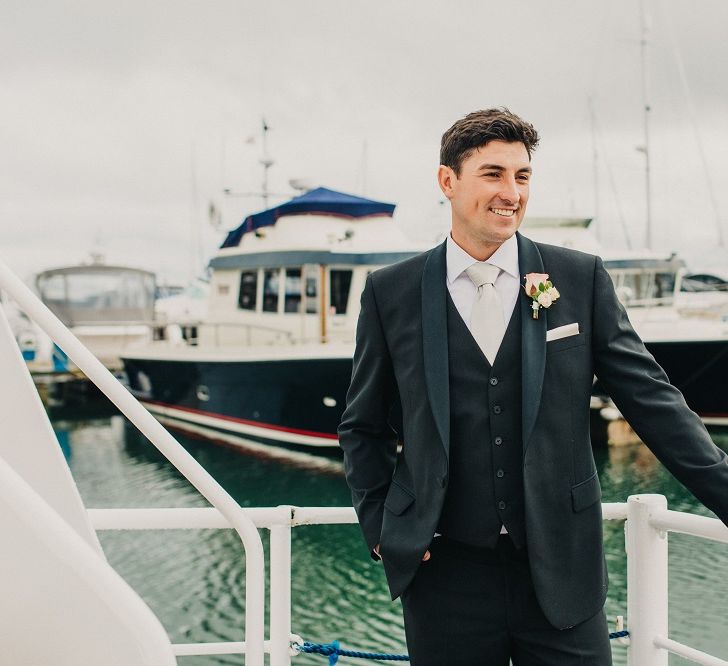 Groom in Tuxedo | Coral & Green Wedding at The Italian Villa in Poole, Dorset with Japanese Gardens | Peppermint Love Photography | Wedding Memories Film