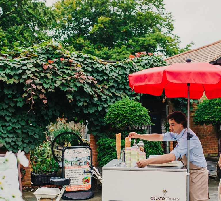 Ice Cream Truck | Coral & Green Wedding at The Italian Villa in Poole, Dorset with Japanese Gardens | Peppermint Love Photography | Wedding Memories Film