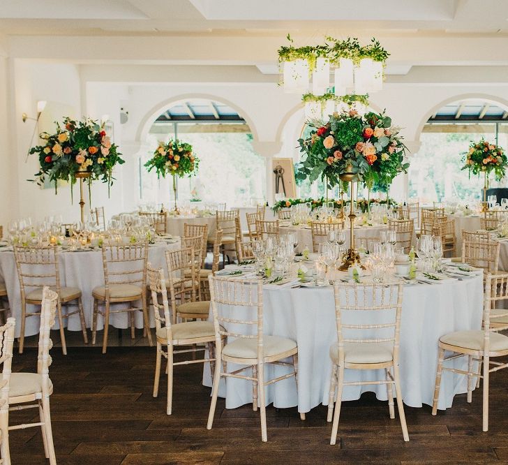 Wedding Reception Decor | Coral & Green Wedding at The Italian Villa in Poole, Dorset with Japanese Gardens | Peppermint Love Photography | Wedding Memories Film