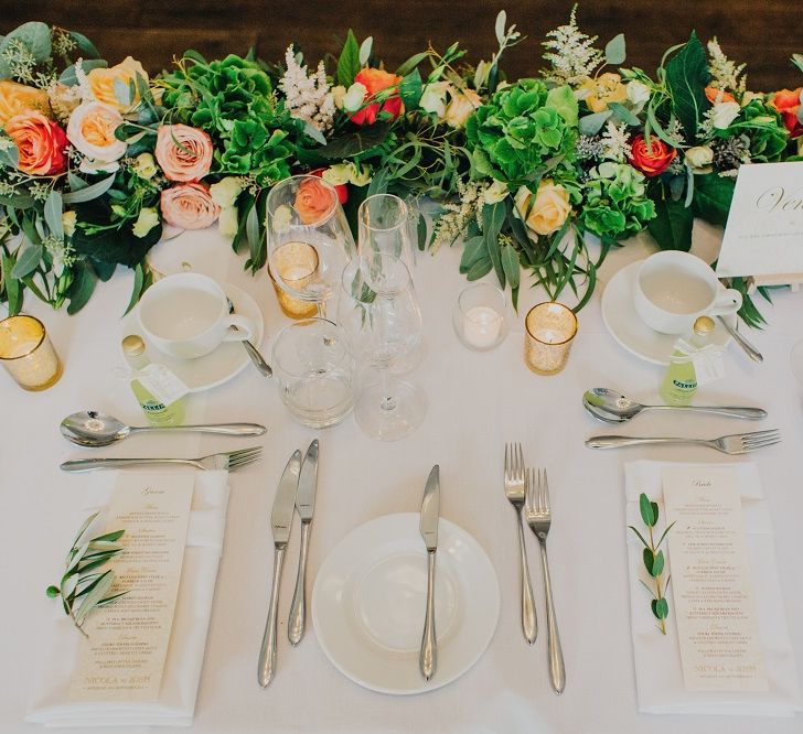 Top Table | Coral & Green Wedding at The Italian Villa in Poole, Dorset with Japanese Gardens | Peppermint Love Photography | Wedding Memories Film