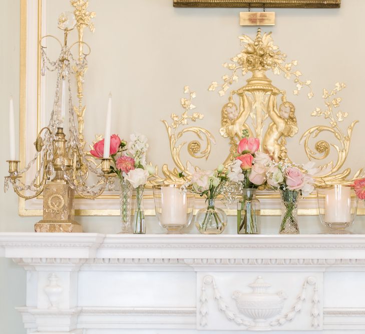 Pink Flower Stems in Bud Vases