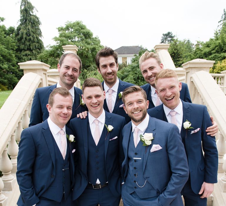 Groom in Reiss Suit | Groomsmen in Ted Baker Suits