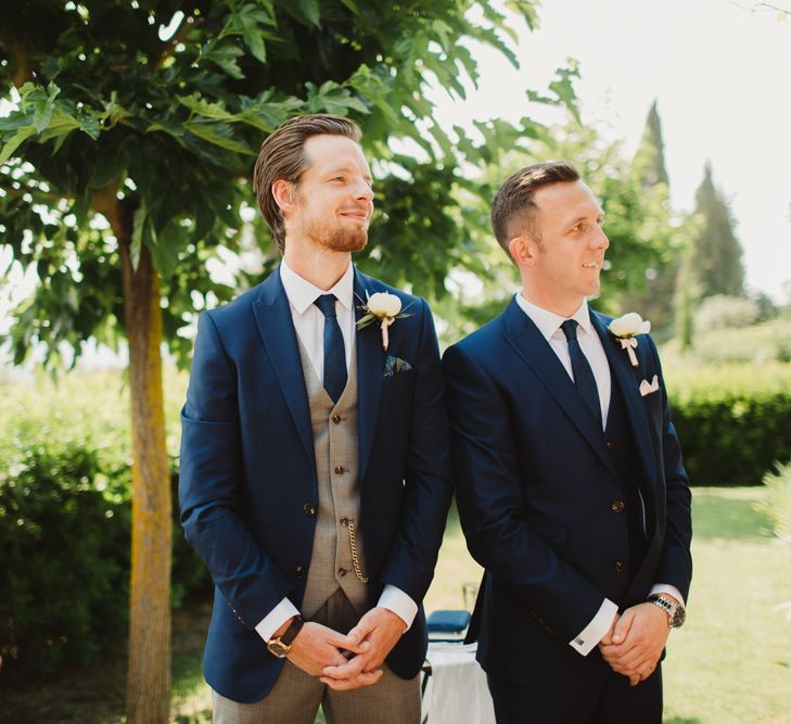 Groom at the Altar in Grey & Navy Suit | Frances Sales Photography