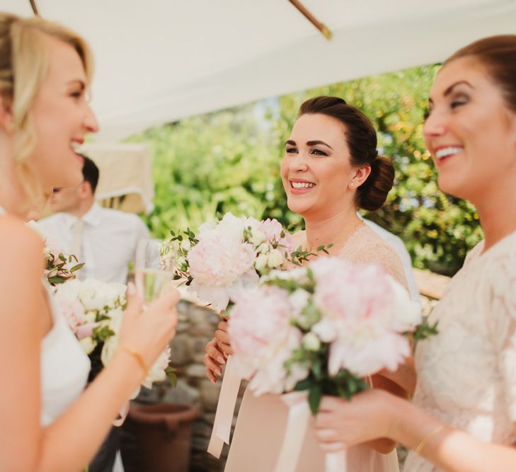 Bridesmaids in Pink ASOS Dresses with Peony Bouquets | Frances Sales Photography