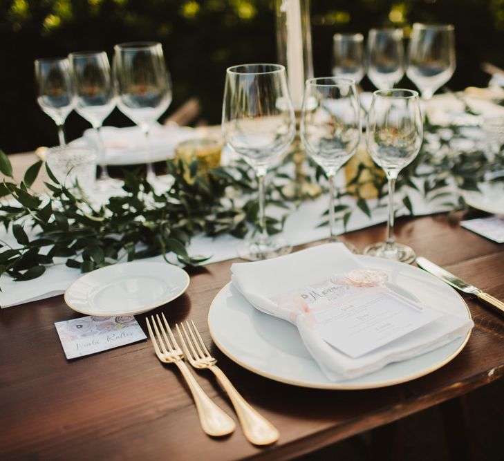 Place Setting | Outdoor Italian Wedding at Borgo Petrognano Planned by Tuscan Wedding Planners | Frances Sales Photography