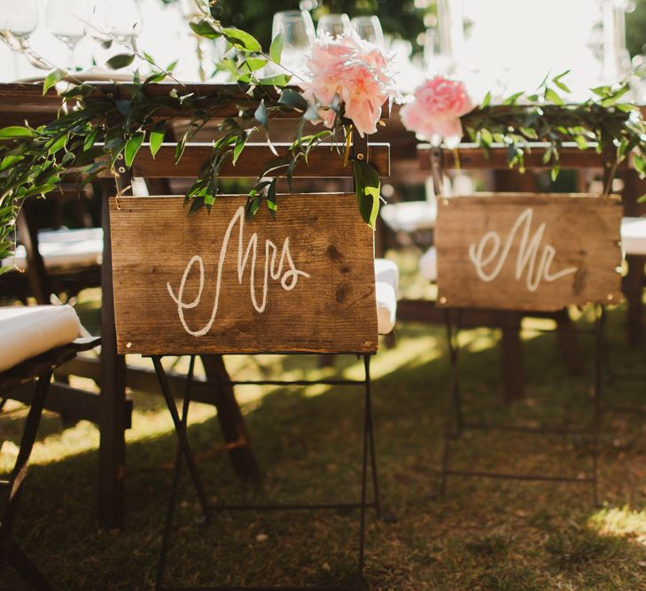 Chair Back Decor | Outdoor Italian Wedding at Borgo Petrognano Planned by Tuscan Wedding Planners | Frances Sales Photography