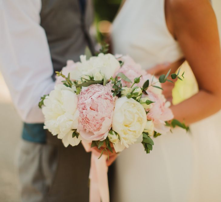 Pink 7 White Peony Wedding Bouquet | Frances Sales Photography