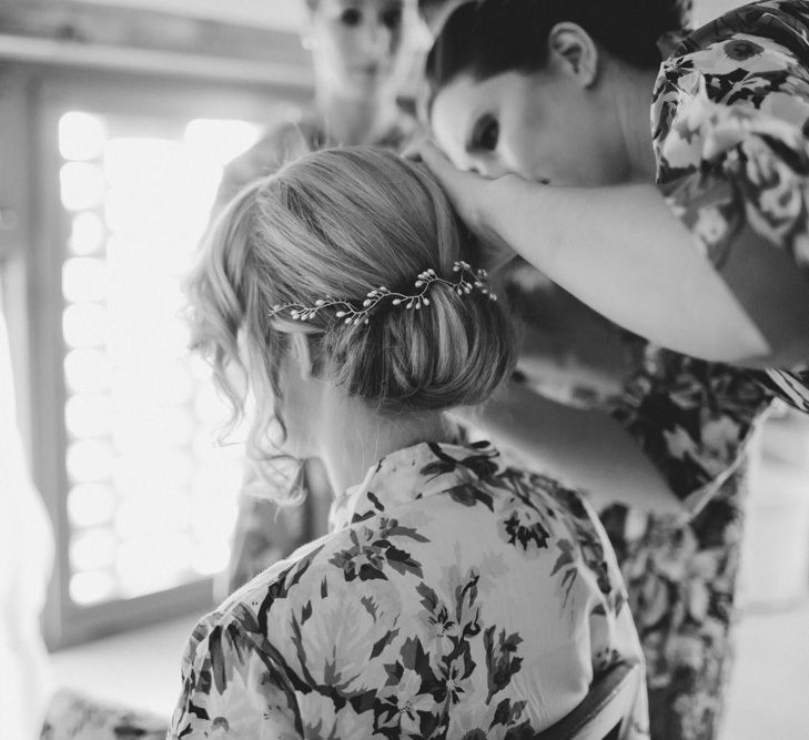 Bridal Up Do | Chic Chignon | Outdoor Italian Wedding at Borgo Petrognano Planned by Tuscan Wedding Planners | Frances Sales Photography