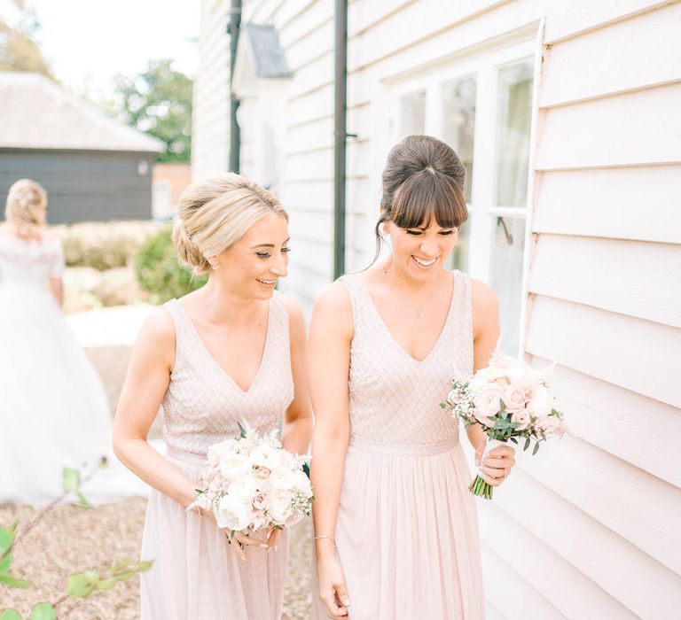 Bride In Bardot Neck Gown By Charlotte Balbier | Rustic Pastel Wedding At Blake Hall | Images By Matt Ethan Photography