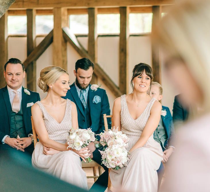 Bride In Bardot Neck Gown By Charlotte Balbier | Rustic Pastel Wedding At Blake Hall | Images By Matt Ethan Photography