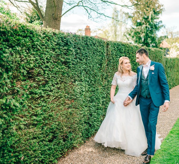 Bride In Bardot Neck Gown By Charlotte Balbier | Rustic Pastel Wedding At Blake Hall | Images By Matt Ethan Photography