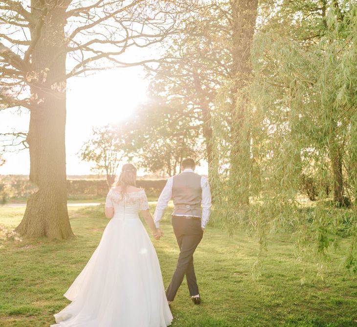 Bride In Bardot Neck Gown By Charlotte Balbier | Rustic Pastel Wedding At Blake Hall | Images By Matt Ethan Photography