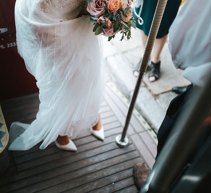 Bride in Rosa Clara Veleta Wedding Dress