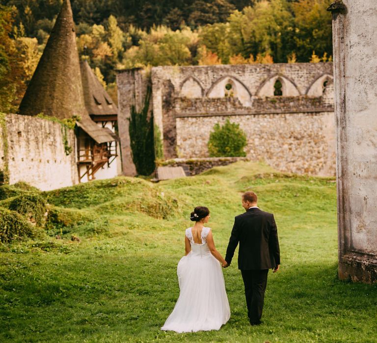 Bride & Groom at an Old Ruin Monastery in Slovenia