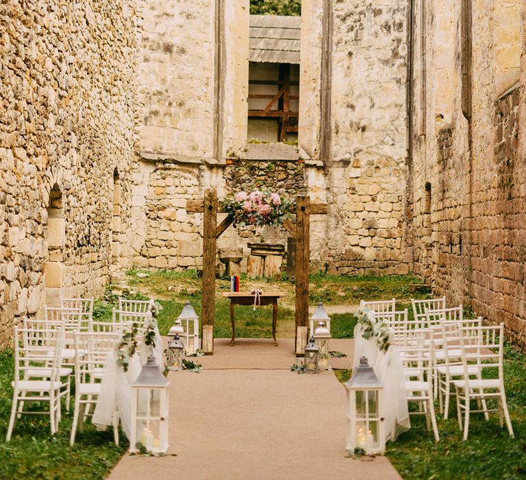 Intimate Outdoor Ceremony at Ruin Monastery Žiče Charterhouse in Slovenia