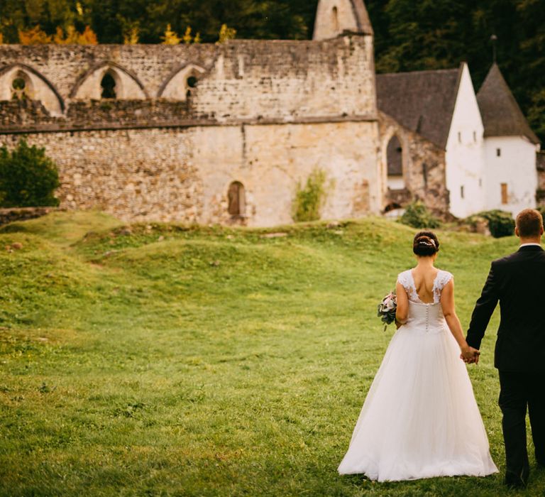 Bride & Groom at an Ruin Monastery Žiče Charterhouse in Slovenia