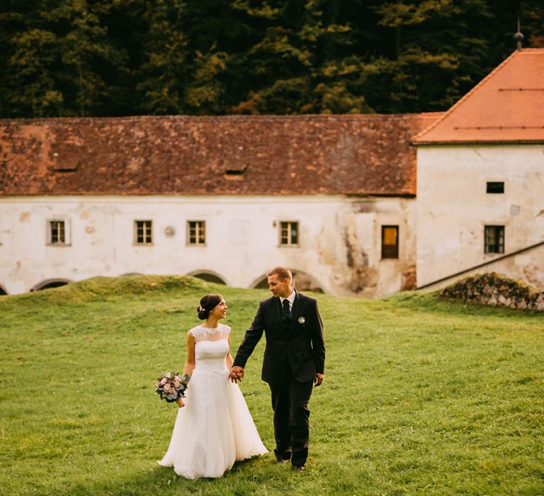 Bride & Groom at an Ruin Monastery Žiče Charterhouse in Slovenia