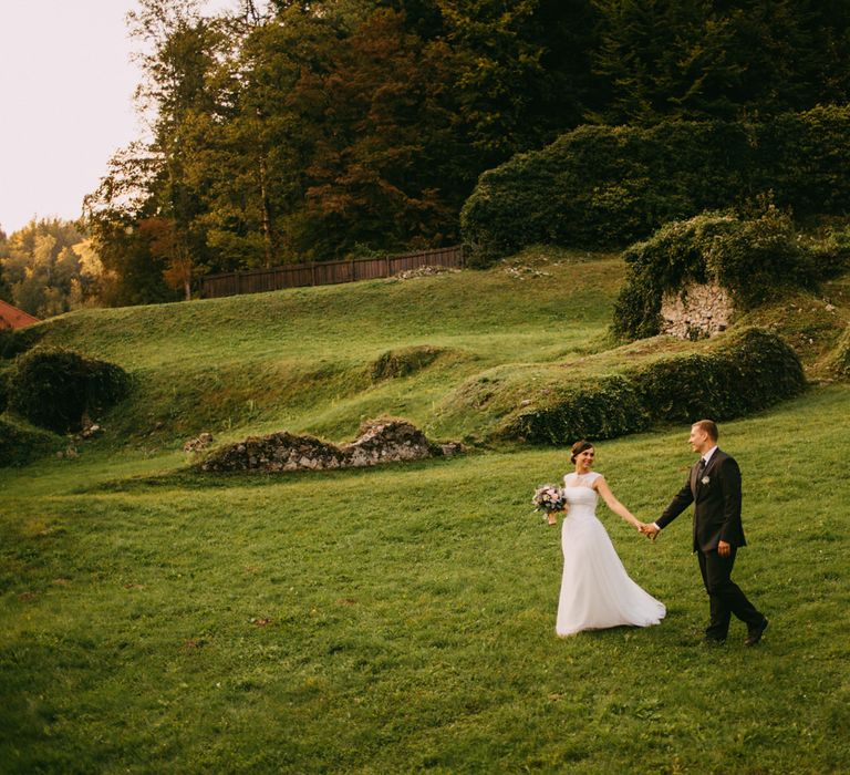 Bride & Groom at an Ruin Monastery Žiče Charterhouse in Slovenia