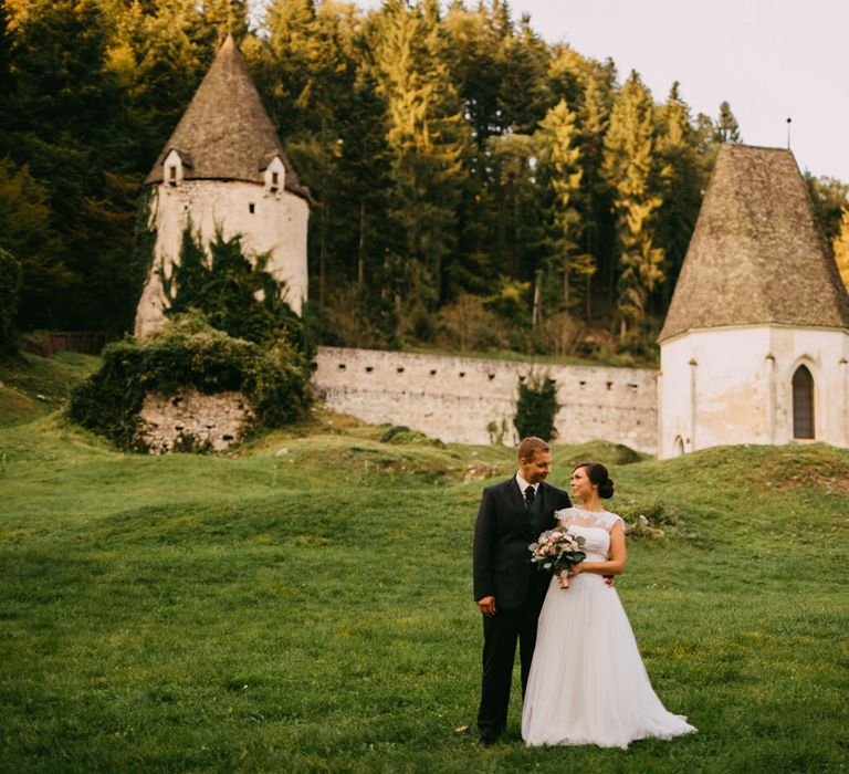 Bride & Groom at an Ruin Monastery Žiče Charterhouse in Slovenia