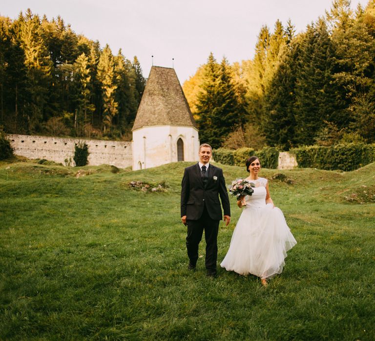 Bride & Groom at an Ruin Monastery Žiče Charterhouse in Slovenia