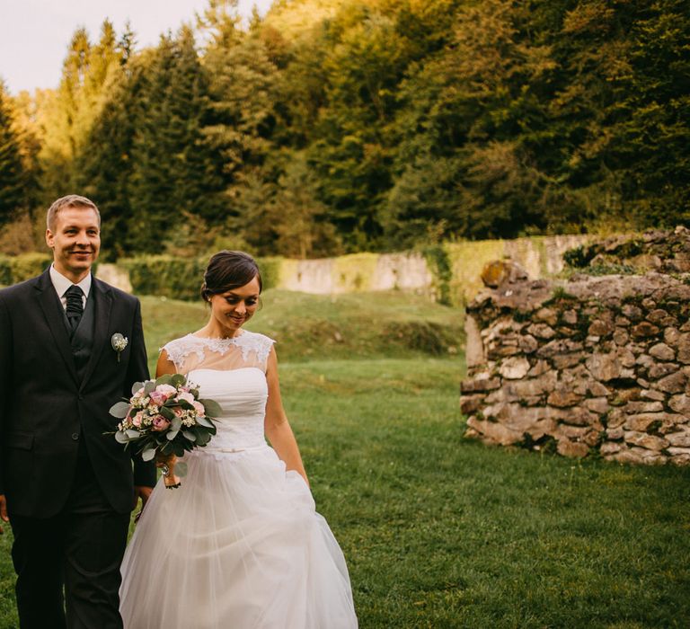 Bride & Groom at an Ruin Monastery Žiče Charterhouse in Slovenia